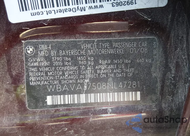 WBAVA37508NL47281: 44231537