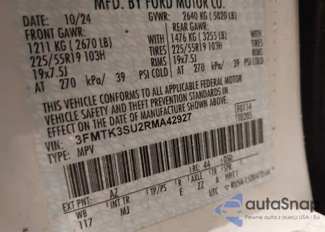 3FMTK3SU2RMA42927: 44231827