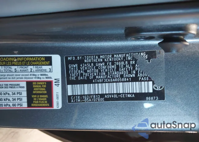 4T4BF3EK6AR058841: 44231828