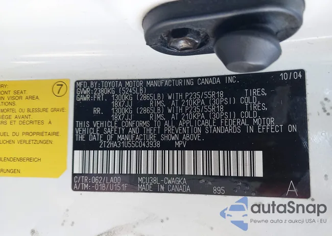 2T2HA31U55C043938: 44231836