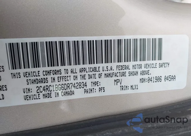 2C4RC1BG6DR742834: 44231164