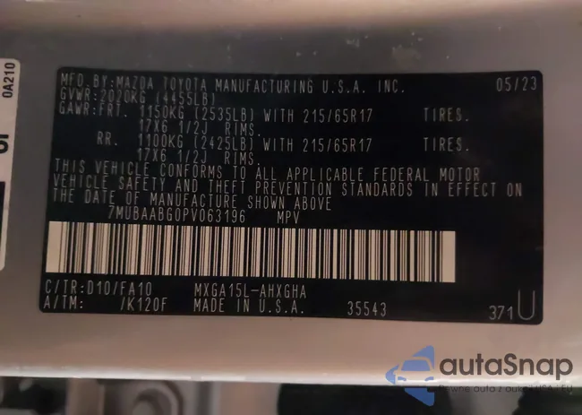 7MUBAABG0PV063196: 44231187