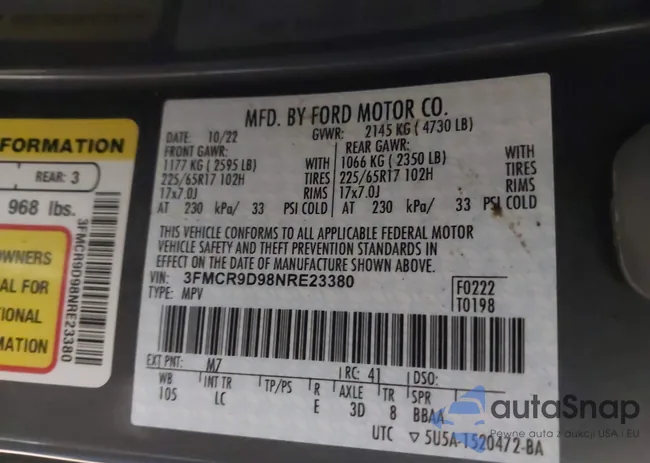 3FMCR9D98NRE23380: 44232384