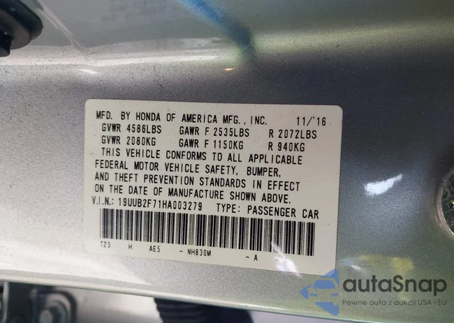 19UUB2F71HA003279: 44232453