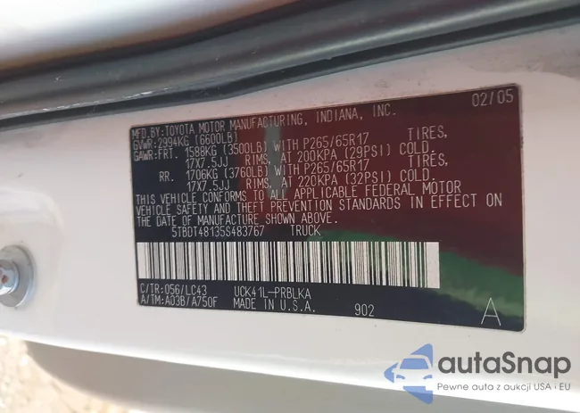 5TBDT48135S483767: 44232461