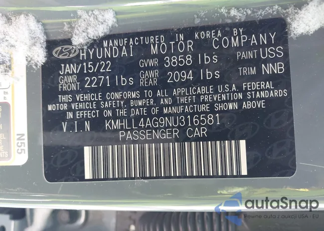 KMHLL4AG9NU316581: 44232521