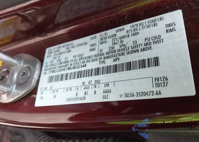 1FMCU0H61MUB32348: 44232710