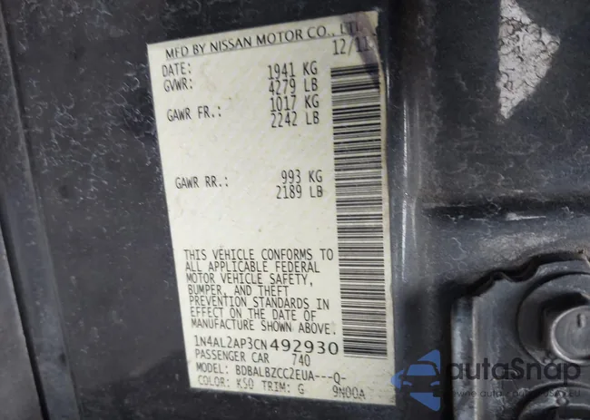 1N4AL2AP3CN492930: 44232733