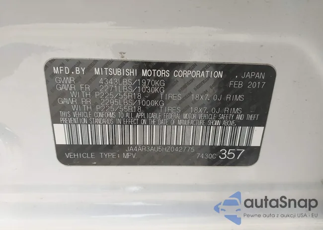 JA4AR3AU5HZ042775: 44232736