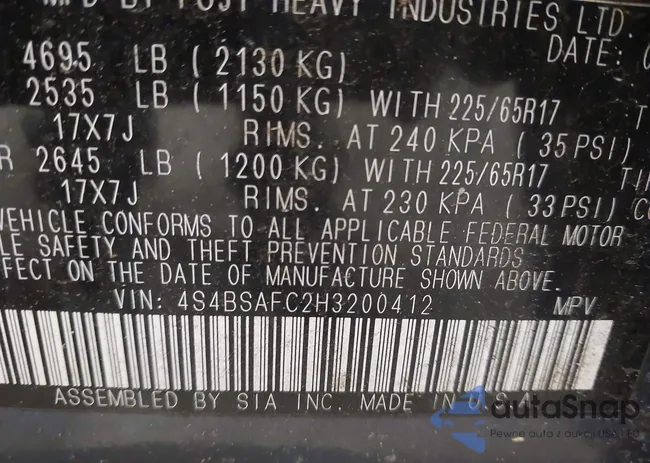 4S4BSAFC2H3200412: 44232801