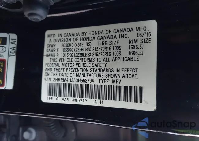 2HKRM4H35GH668794: 44232833