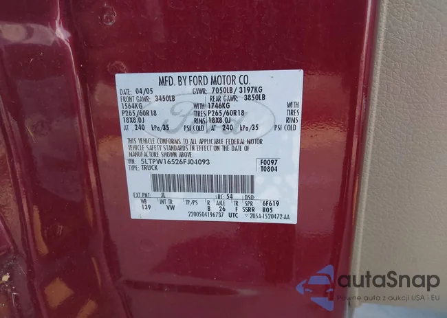 5LTPW16526FJ04093: 44232836