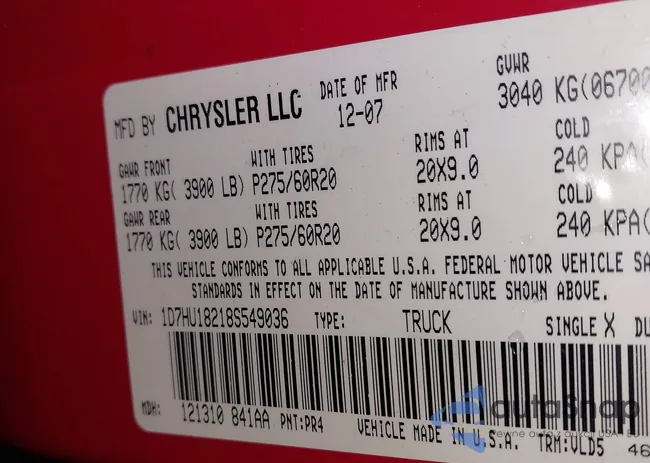 1D7HU18218S549036: 44232906