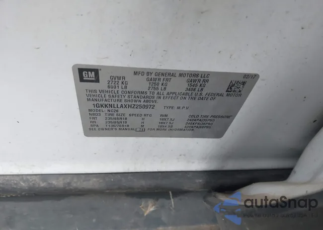 1GKKNLLAXHZ250972: 44231943