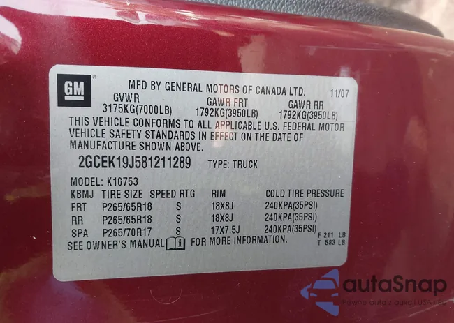 2GCEK19J581211289: 44231967