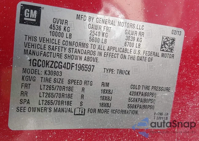 1GC0KZCG4DF196597: 44231996