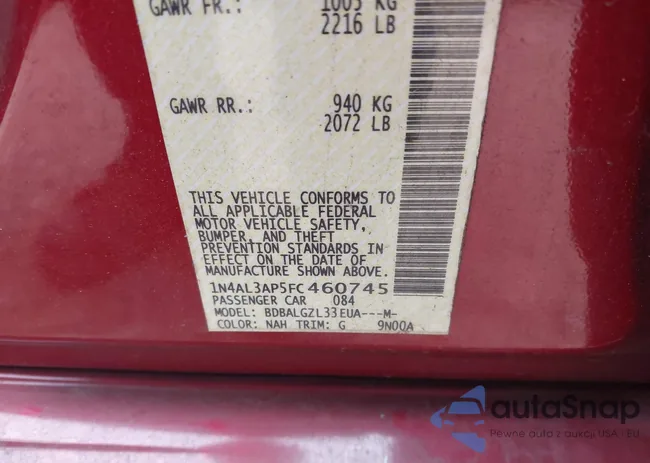 1N4AL3AP5FC460745: 44232010