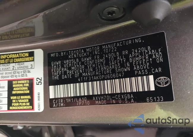 4T1F31AK0PU606047: 44232041