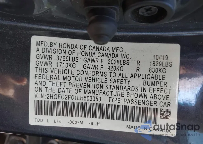 2HGFC2F61LH503353: 44232067