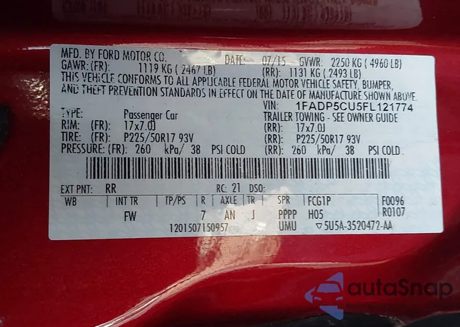 1FADP5CU5FL121774: 44232179