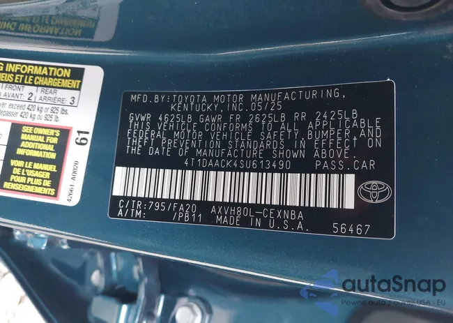 4T1DAACK4SU613490: 44232185