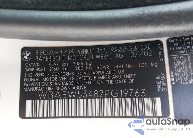 WBAEW53482PG19763: 44232211