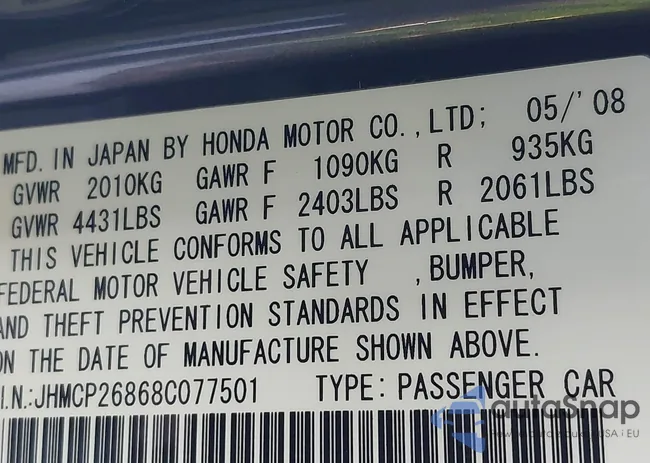 JHMCP26868C077501: 44232295