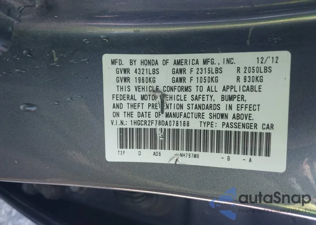 1HGCR2F78DA078188: 44233410