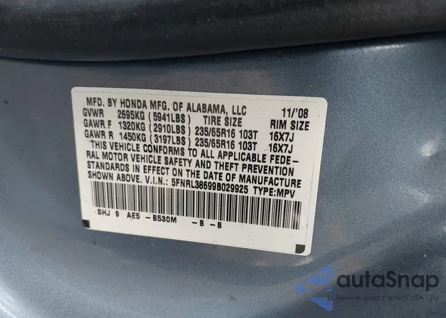 5FNRL38699B029925: 44233595