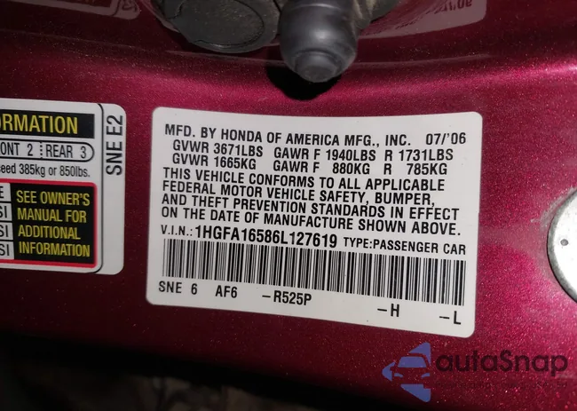 1HGFA16586L127619: 44233674