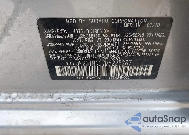 JF2GTHNC7M8225287: 44233719