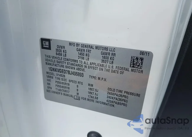 1GNKVGED7BJ406893: 44233783