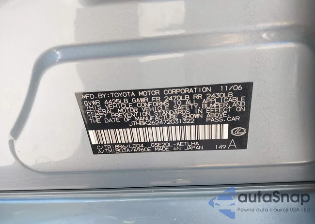 JTHBK262472031322: 44233816