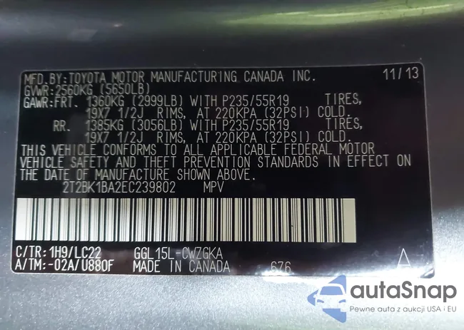 2T2BK1BA2EC239802: 44233833