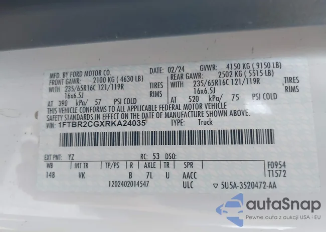 1FTBR2CGXRKA24035: 44232980