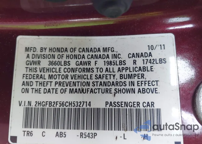 2HGFB2F56CH532714: 44233142