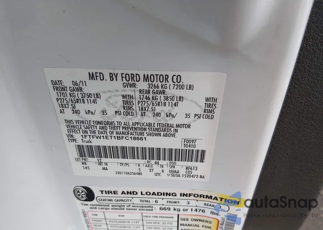 1FTFW1ET1BFC18661: 44233160