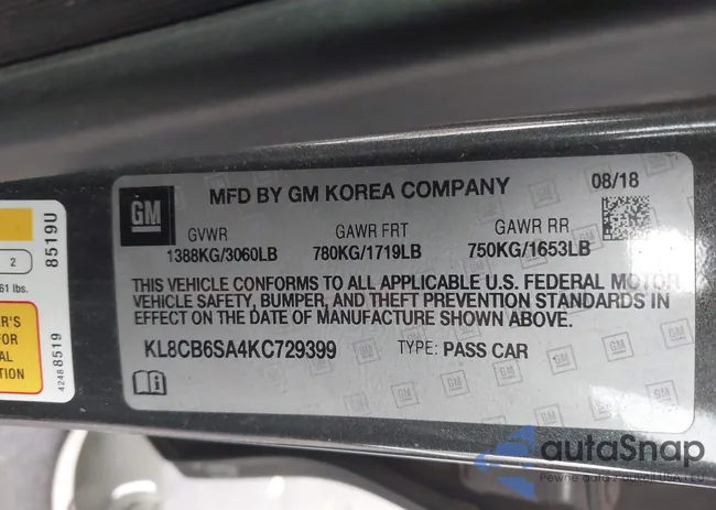 KL8CB6SA4KC729399: 44233283