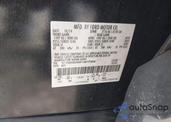 1FM5K8D89FGB17554: 44234413