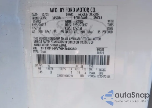 1FTRF14W76KB40389: 44234433