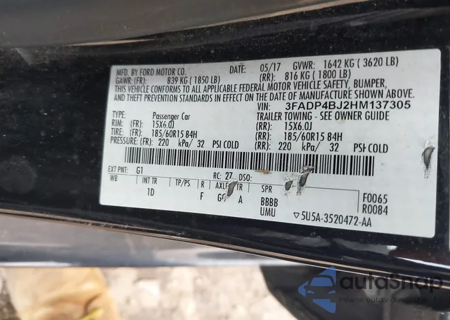 3FADP4BJ2HM137305: 44234501