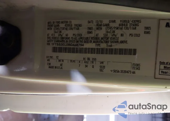 1FTSS3EL0BDA48794: 44234678