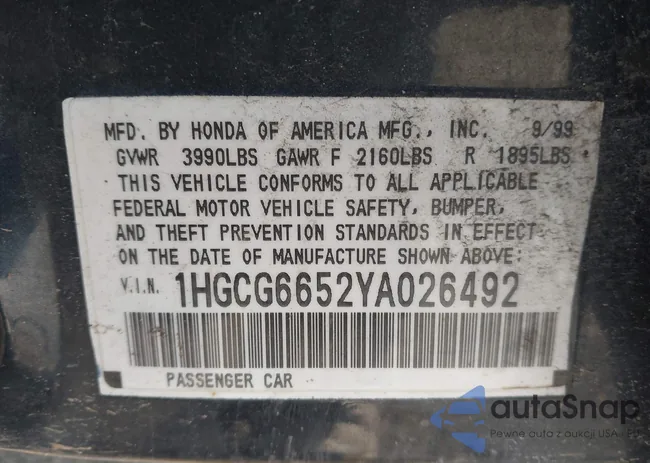 1HGCG6652YA026492: 44234760