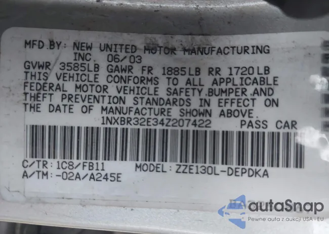 1NXBR32E34Z207422: 44234909