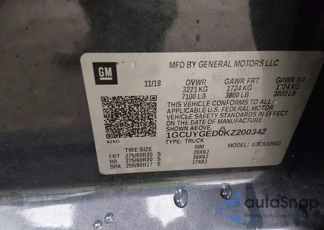 1GCUYGED0KZ200342: 44233931