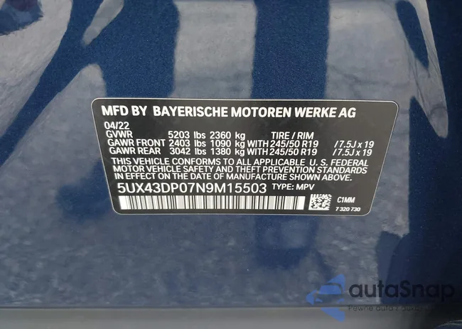 5UX43DP07N9M15503: 44233997