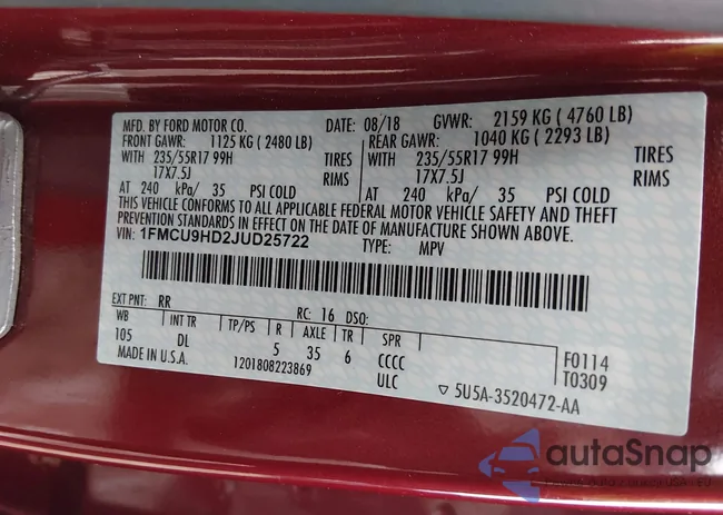 1FMCU9HD2JUD25722: 44234025