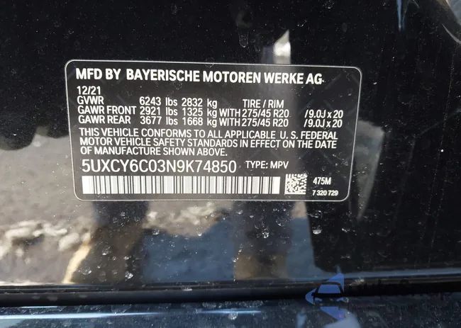 5UXCY6C03N9K74850: 44234055