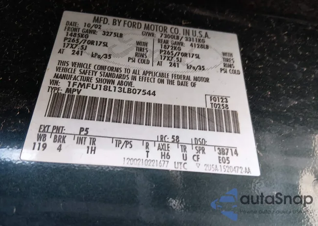 1FMFU18L13LB07544: 44234200