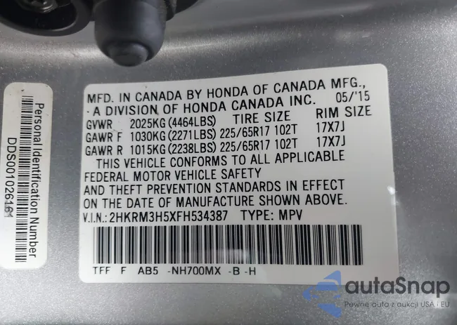 2HKRM3H5XFH534387: 44234262